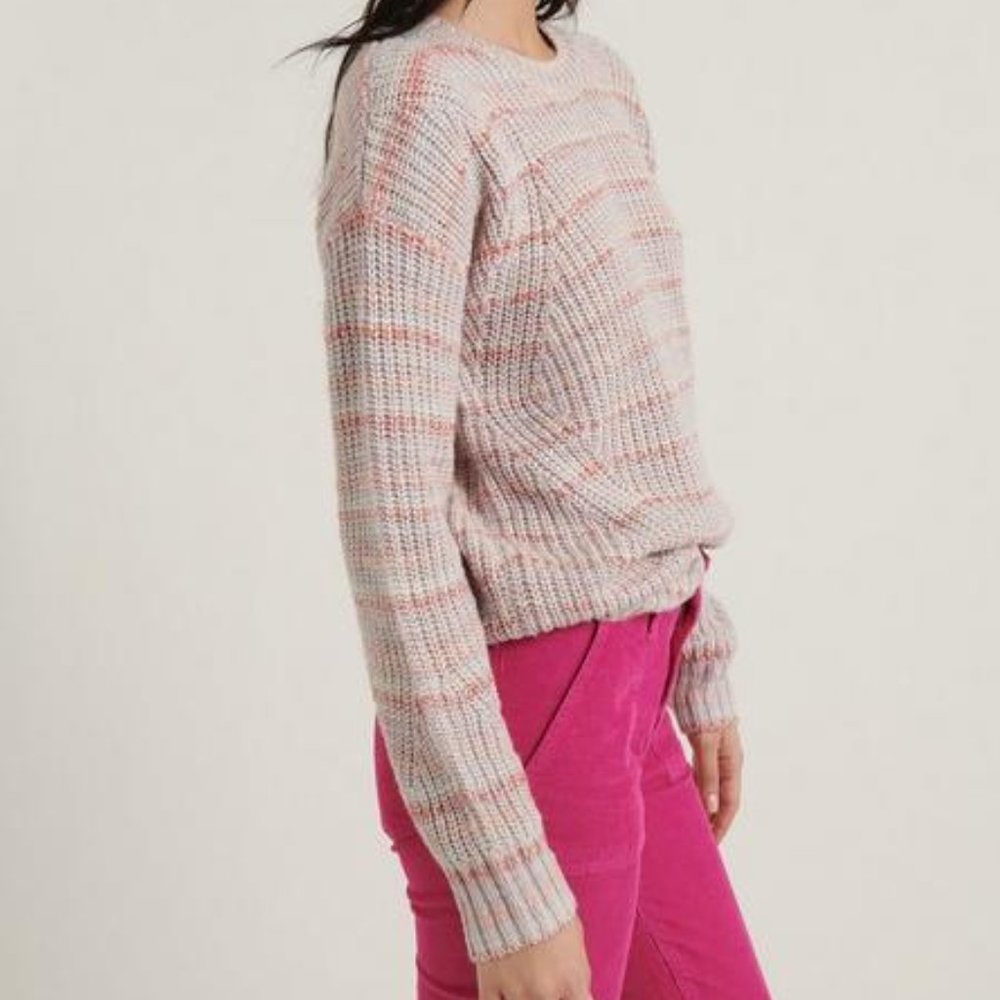 NWT Lucky Brand Marled Striped Scoop Neck Sweater - Picture 4 of 5